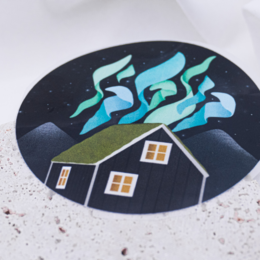 Iron-on picture Northern Lights Iceland house patch moving in - gift shirt decorate Scandinavia