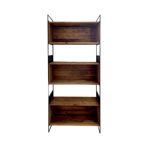 Boekenkast van hout en ijzer 90 x 36 x 190 h cm