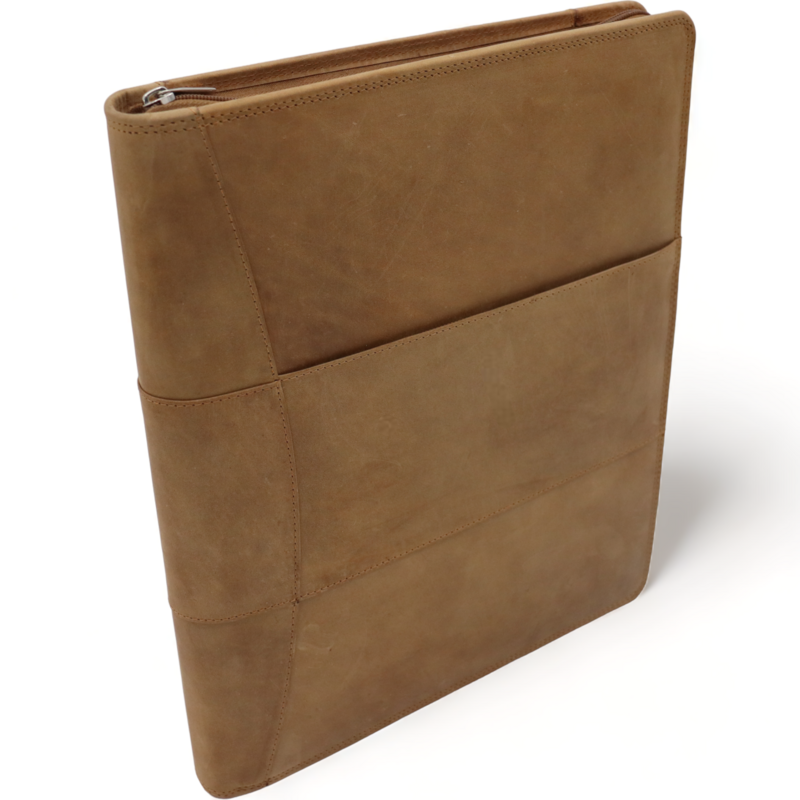 Læder skriveetui A4 - Konferencemappe - Dokumentmappe A4 - Tablet-sleeve & Laptop-sleeve - Aftageligt ringbind