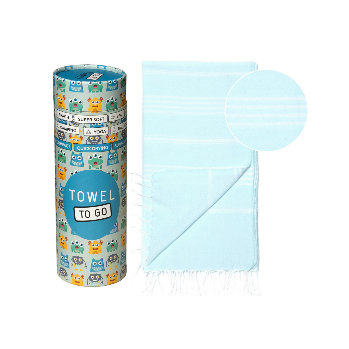 TOWEL TO GO IPANEMA KIDS Cotton Beach Towel 180x100 cm | Lightweight Quick Dry | Mint | with Gift Box