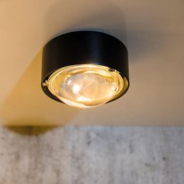 Modern LED ceiling wall lamp, black anthracite finish, round compact design, warm light, contemporary fixture