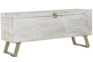 WOOD METAL TRUNK 116X40X52 DECAPE WHITE MB189204