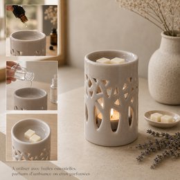 Brûle Parfum – Forêt Gris– Bougeoir Aromathérapie – Fondants, Cires Parfumées – Senteurs d’Ambiance – Idée Cadeau