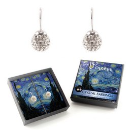 Orecchini placcati in argento con pietre di cristallo scintillanti, Van Gogh, Notte stellata
