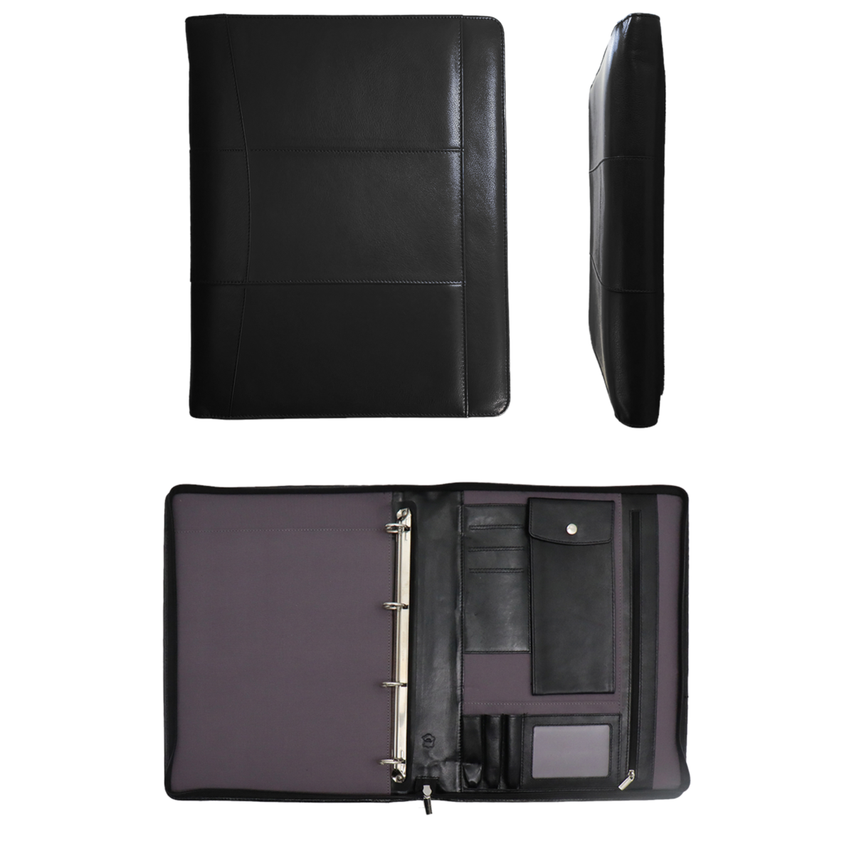 Safekeepers Leather Writing Case Left Handed - Conference Folder - Workbook Tablet Cover & Laptop Sleeve - Removable Ring Binder A4 black
