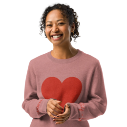 Heart Knitted crew neck sweater CORAL