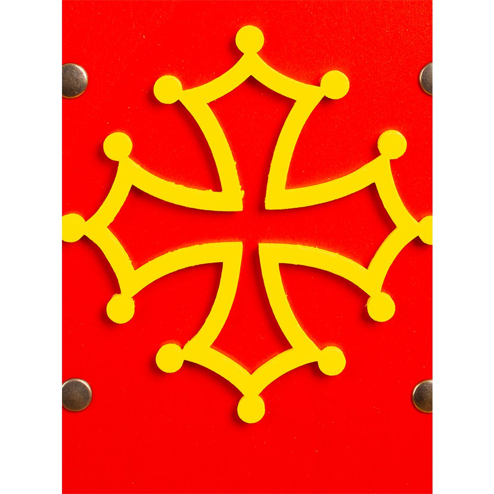 SHIELD HISTORIK L RED WITH OCCITAN CROSS - ST597