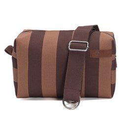 Camouflage crossbody bag with adjustable strap and leather accent. Suitable for carrying essentials on the go.