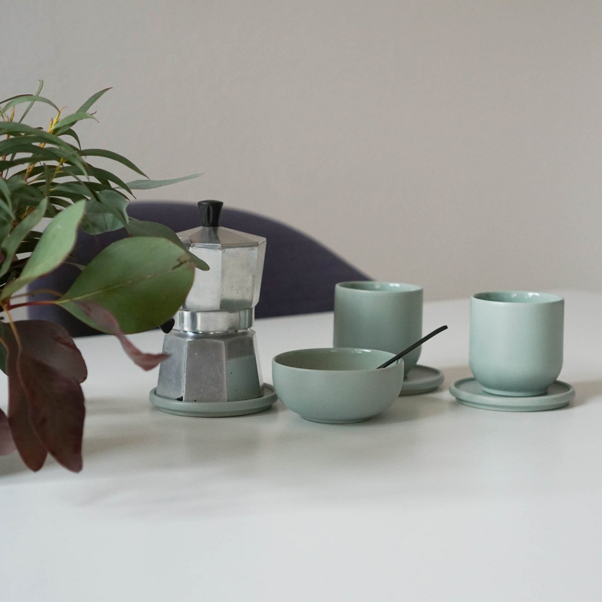 Hollyhock mug - sage green - 200 ml
