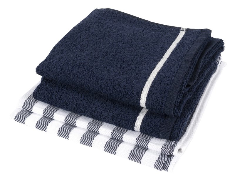 100% bomuld Køkkentekstil Mix&match 4 stykker Stripe marineblå