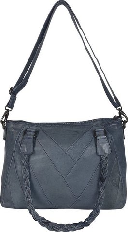 Arrigo Dames Tassen – Schoudertas en Handtas van Gewassen Leer in Blauw