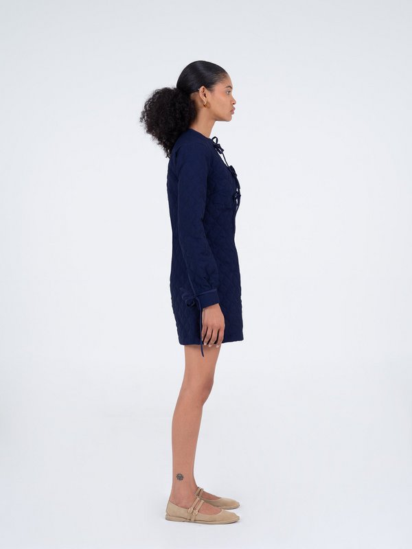 Mini-robe matelassée bleue Chelsea