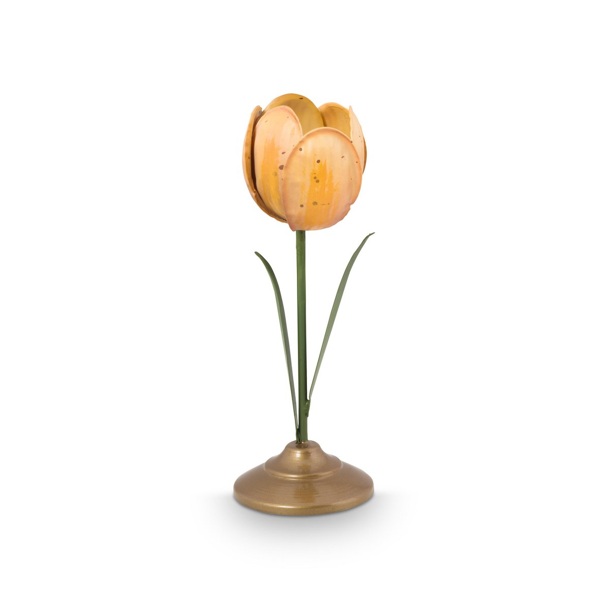Candle Holder Metal Tulip Yellow 21cm