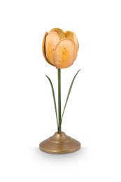 Candle Holder Metal Tulip Yellow 21cm