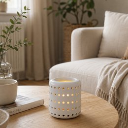 Kominek Perfumowy – White Coliseo – Oryginalny Design i Kształt – Aromaterapeutyczny Przedmiot Dekoracyjny – Świecznik Dyfuzyjny Zapachowy, Woski Zapachowe