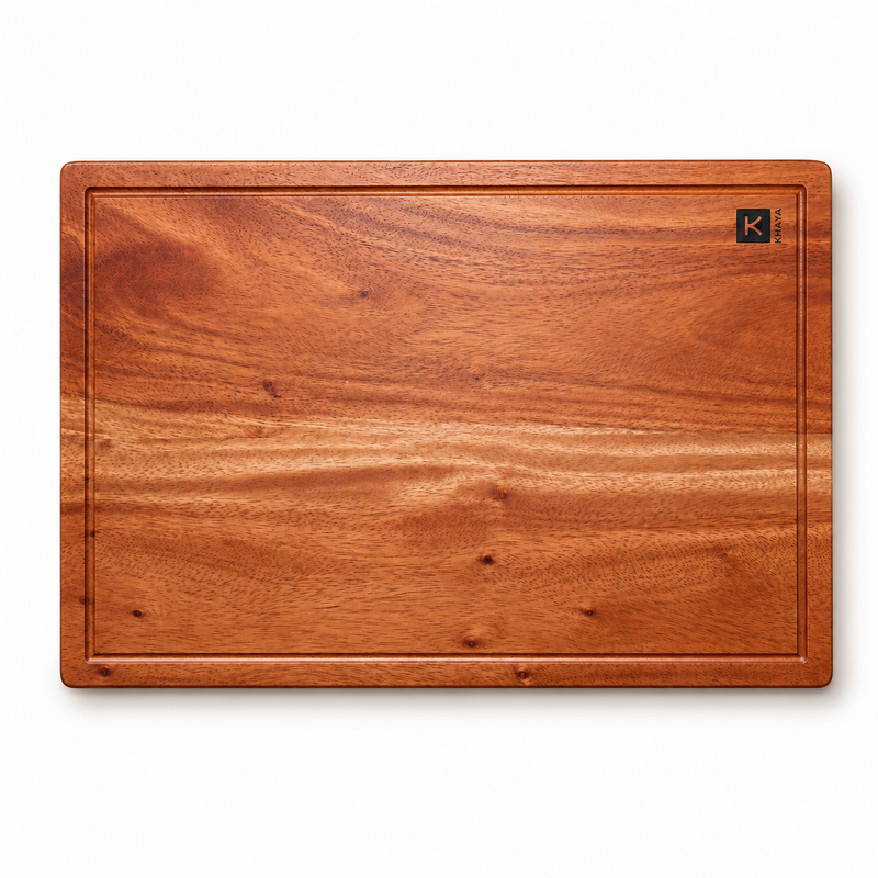 Cutting Board with Groove - Khaya Wood - Hand made - Eco-friendly