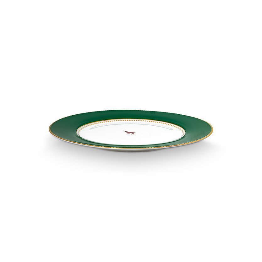 Plate Love Birds Deer Dark Green 26.5cm