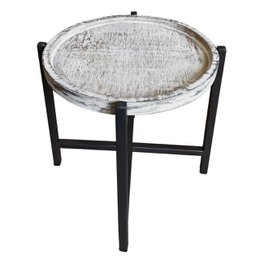 Side table Ø46xH45cm coffee table living room table round omaha metal frame old silver