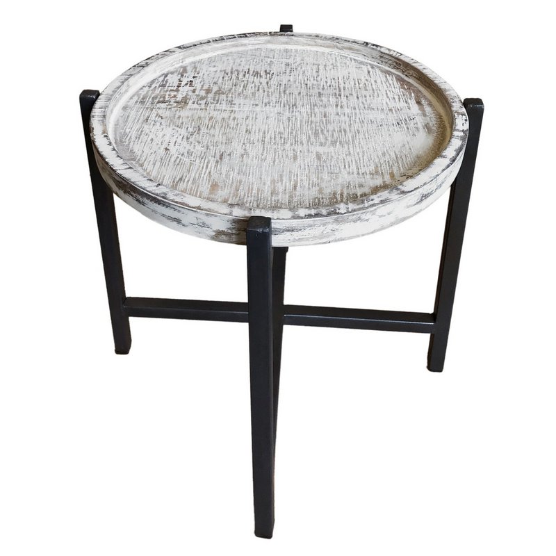 Side table Ø46xH45cm coffee table living room table round omaha metal frame old silver