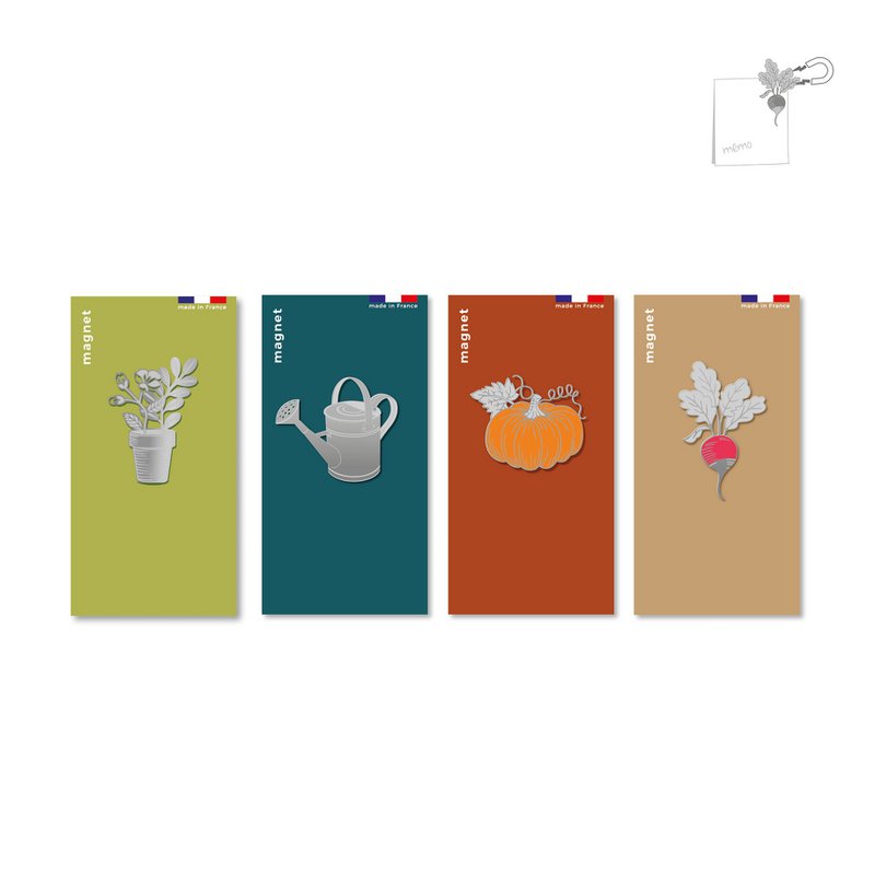 Assortiment de 12 magnets en métal - jardin