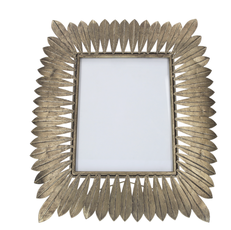 Large gold leaves metal photo frame 40x20x45 cm