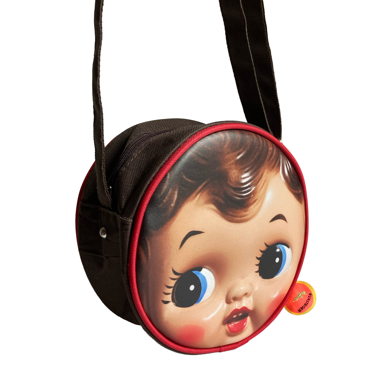 Shoulderbag round - retro doll head