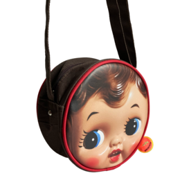 Shoulderbag round - retro doll head