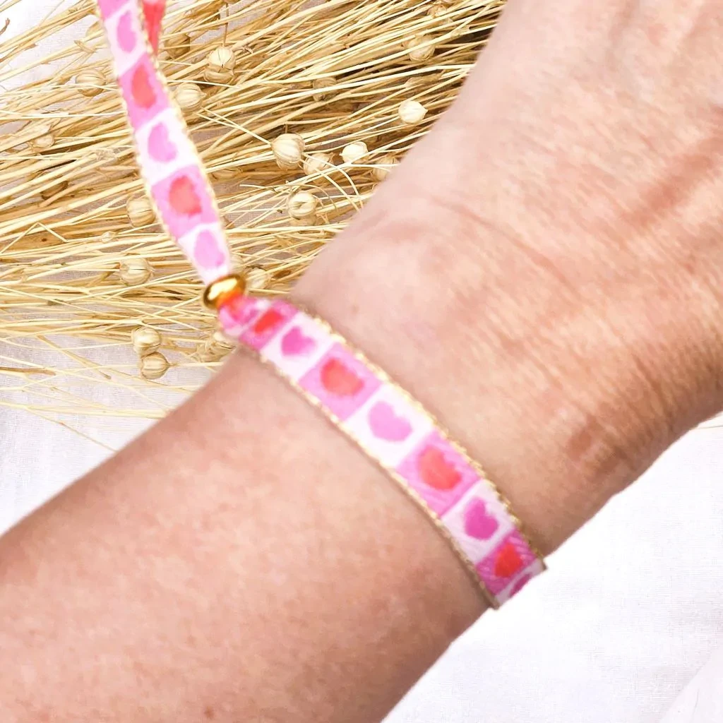 Bandarmband Herzen rosa/rot