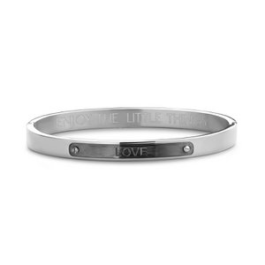 CO88 Collection Inspirational 8CB-90515 Stalen Bangle - Love - Cadeau voor haar - Zilverkleurig