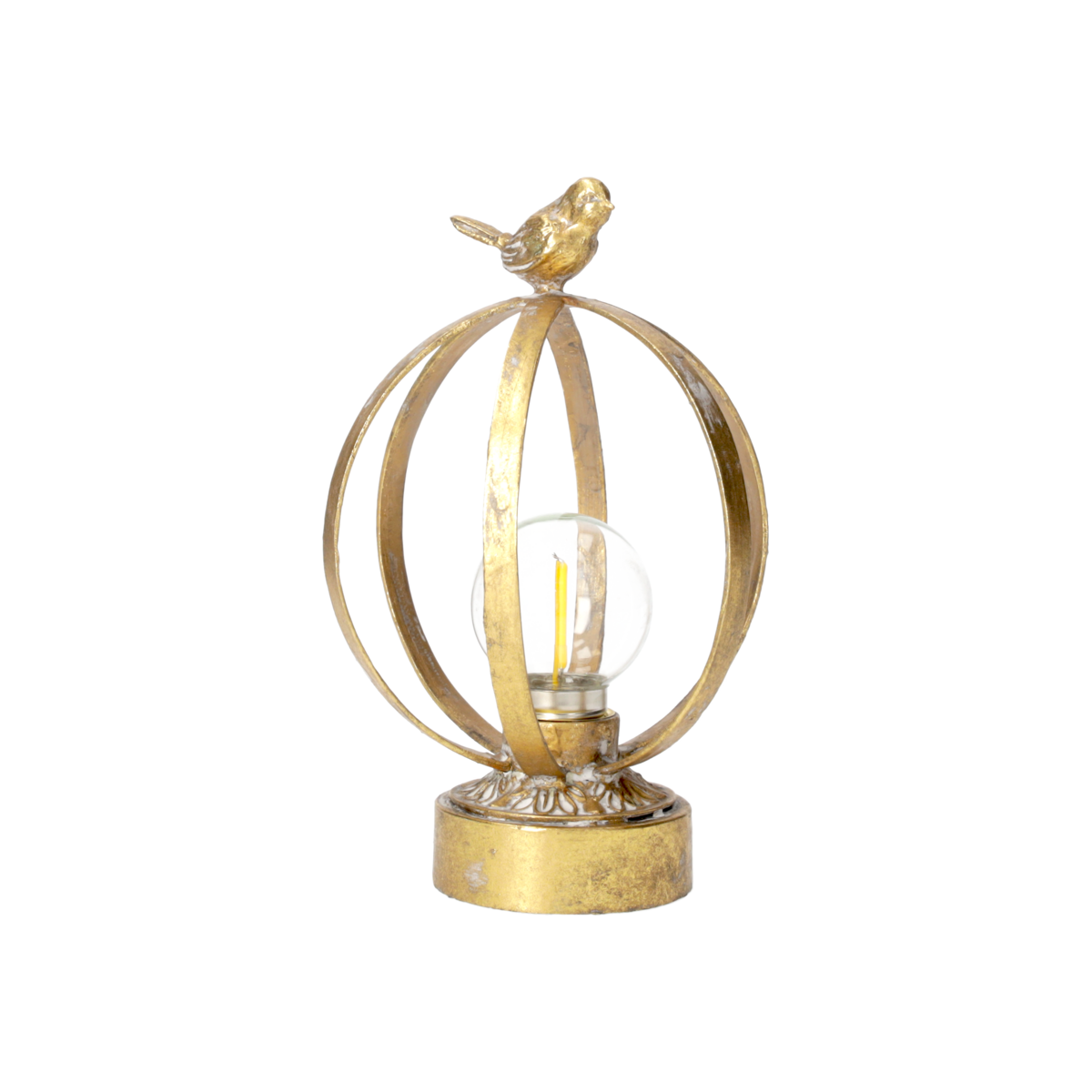 Small lamp with bird h 20 d 14 cm in metal