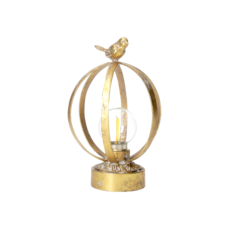 Small lamp with bird h 20 d 14 cm in metal