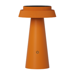  Orange solar table lamp, cone-shaped design, modern outdoor lighting, rechargeable cordless