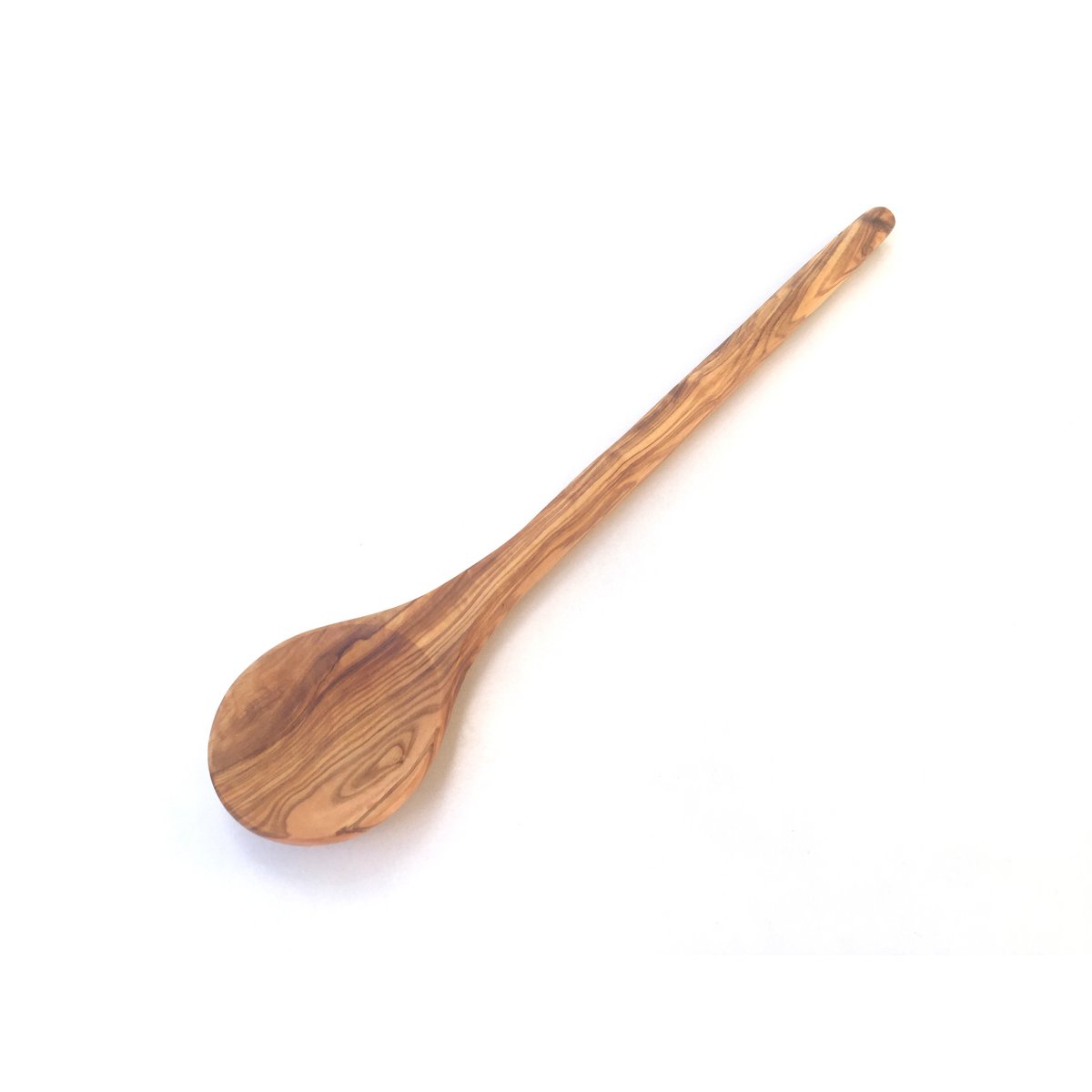 Cuillère de cuisine à manche rond, longueur 30 cm, en bois d'olivier