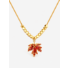 Fiery Orange Crystal Maple Leaf Necklace