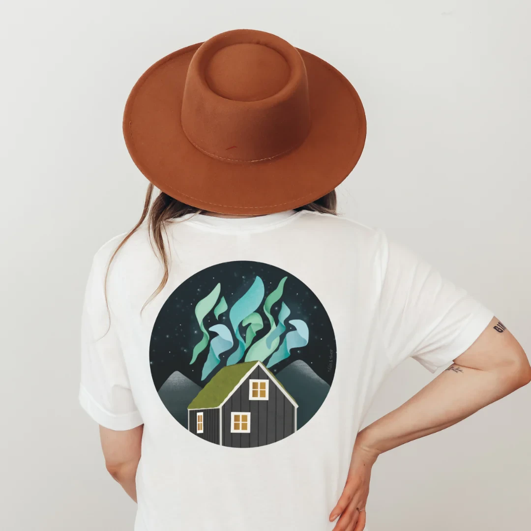 Tshirt Iceland Northern Lights - ORGANIC COTTON Scandinavia Shirt Iceland Souvenir