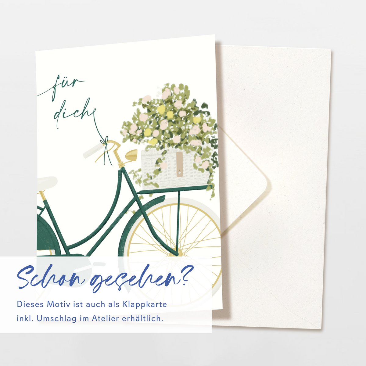 Postcard 'for you' bicycle with flowers