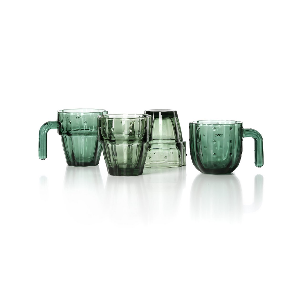 Die Stack-a-Cactus-Gläser – Grün – 4er-Set
