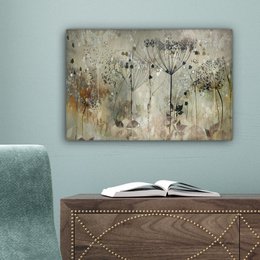 Lærredsmaleri - vægdekoration - blomster - grå - natur - kunst