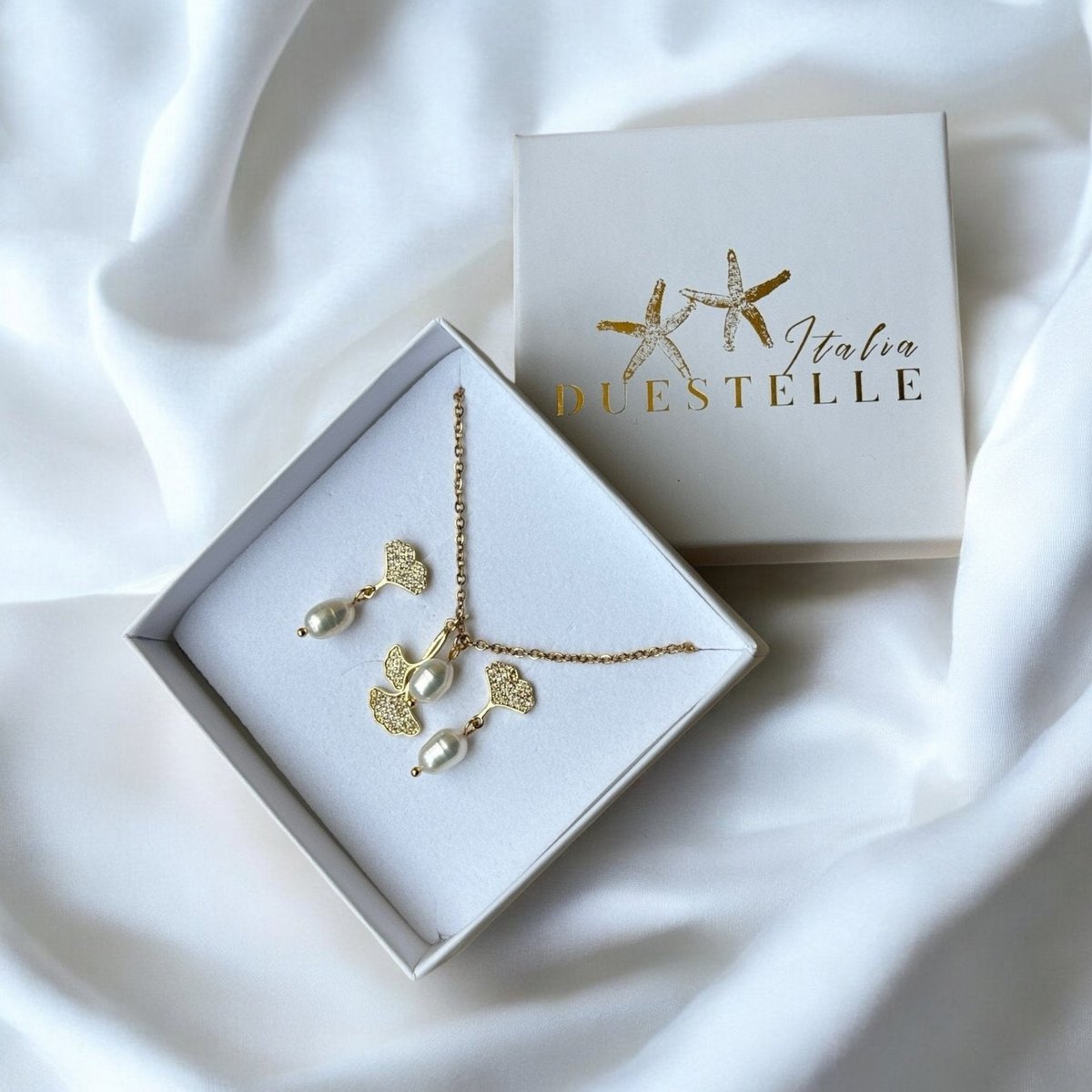 Ginkgo Pearl Drop – Collier de feuilles de Ginkgo avec perle
