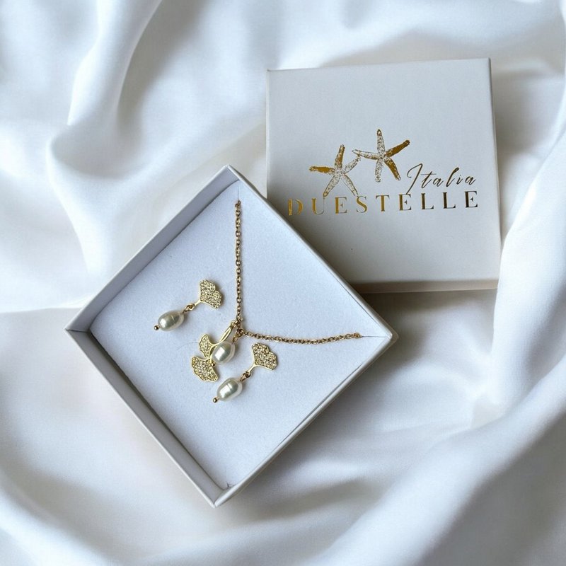 Ginkgo Pearl Drop – Ginkgo Leaf Halskæde med perle