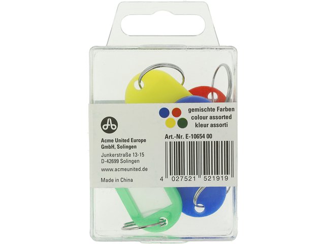 Sleutelhanger Westcott ass. 4st. in plastic box. Met verwisselbaar etiket.