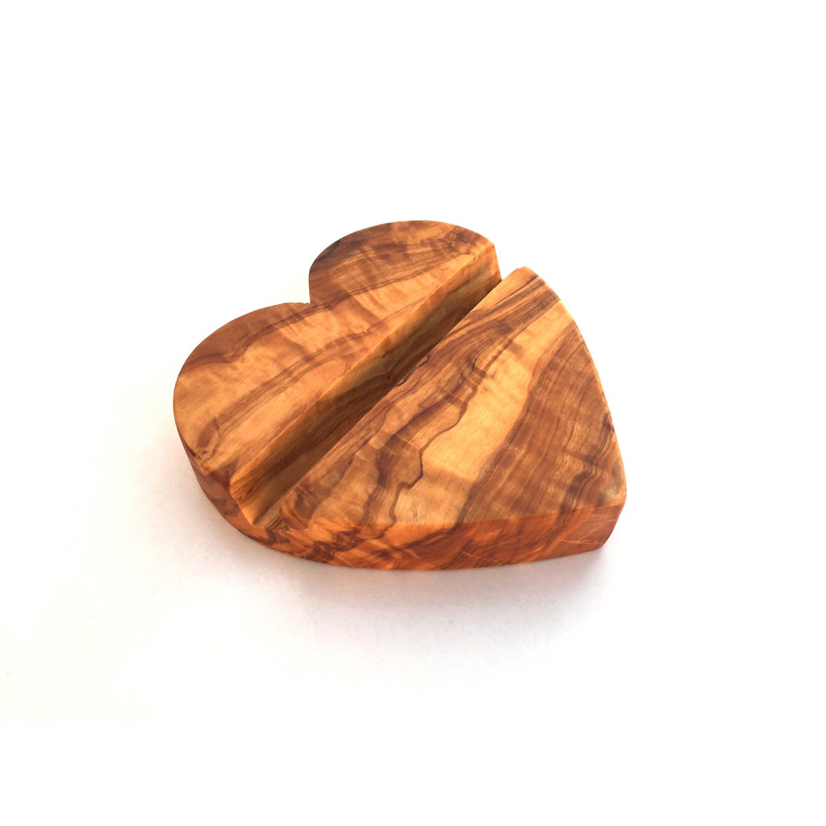 Smartphone Tablet Holder Cell Phone Stand Heart made of olive wood