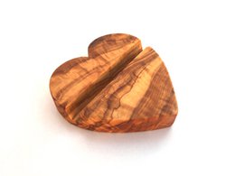 Smartphone Tablet Holder Cell Phone Stand Heart made of olive wood