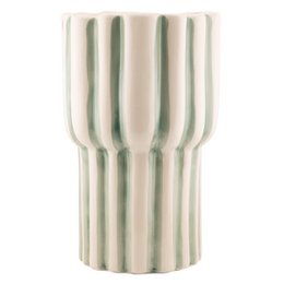 Vase en céramique rayures vert