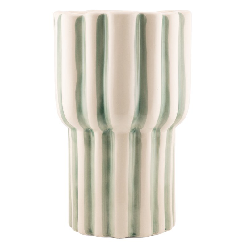 Vaso in ceramica rigato verde