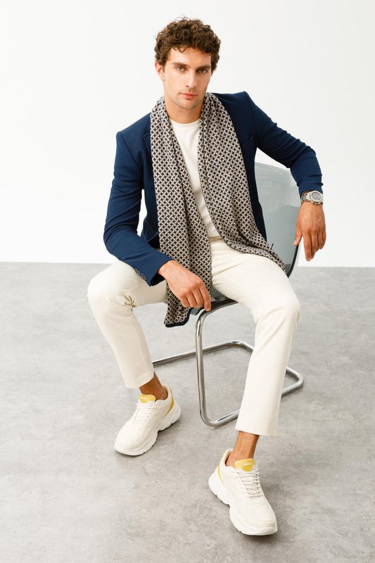 Männer hethitischer Schal Navy-Bege