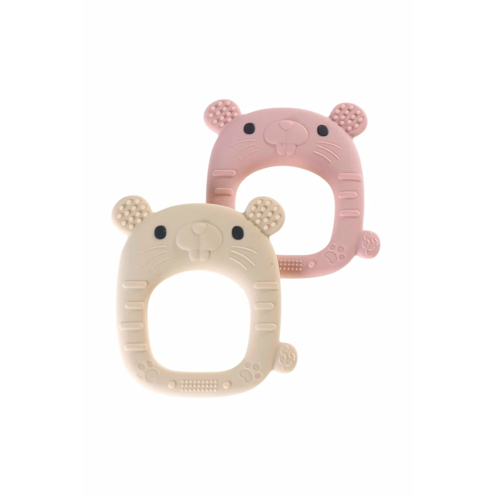 Anneau de dentition en silicone pour bébé, ours et tigre