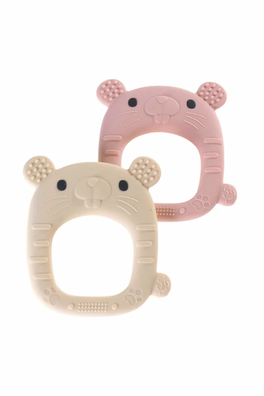 Anneau de dentition en silicone pour bébé, ours et tigre