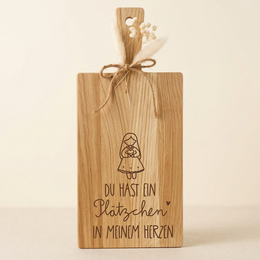 Eichenholzbrett „Du hast ein Plätzchen in meinem Herzen“ – Weihnachtsgeschenk & Plätzchenbrett | 34 × 15 cm