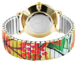 Excellanc Damenuhr mit Zugarmband, bunt/goldfarben